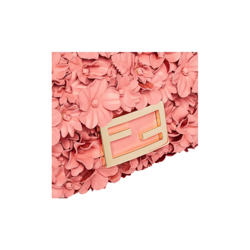 FENDI Baguette Calfskin Handbag Shoulder Bag Crossbody Bag Mini Women's Pink-4