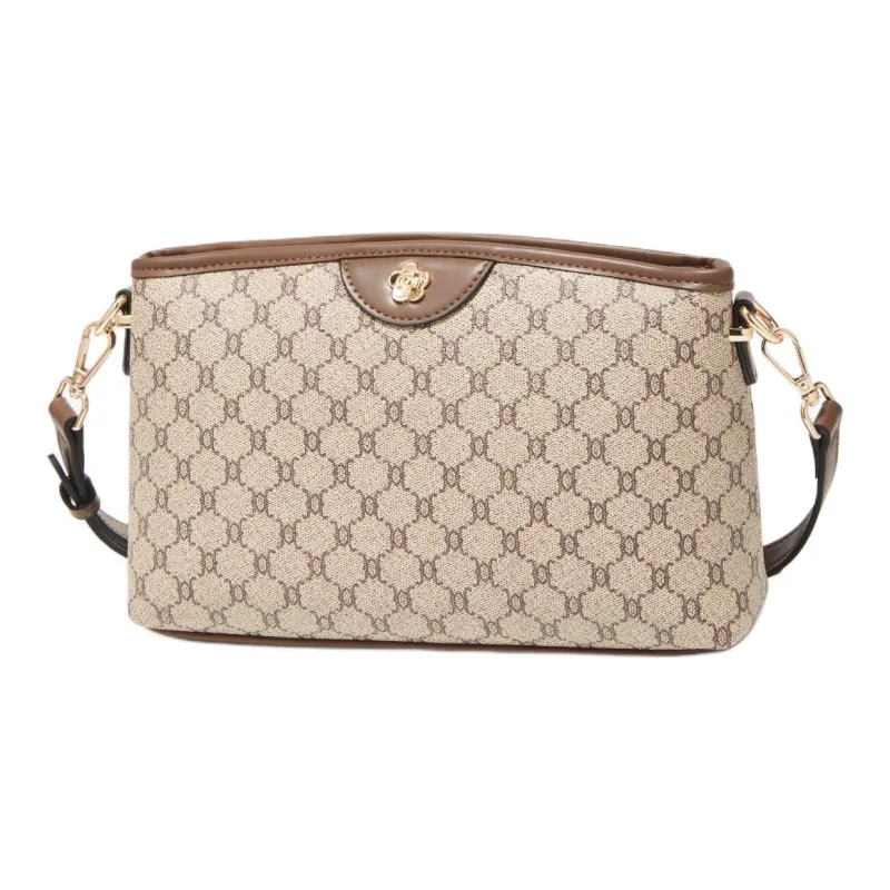 Marino Orlandi Synthetic Leather PVC Small Square Bag, Mom Bag, Crossbody Bag, Shoulder Bag Women's Khaki/Coffee-3