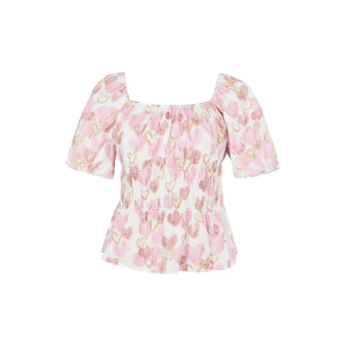 3COLOUR Chiffon Shirts Women's Pink/White Floral