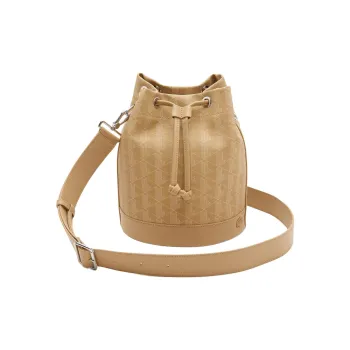 LACOSTE Coated PU With Cotton Blend Bucket Bags Crossbody Bag Shoulder Bag Women's Beige