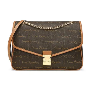 PIERRE CARDIN Pvc Small Square Bag Crossbody One Shoulder Dual-Use Bag Regular Women's Brown