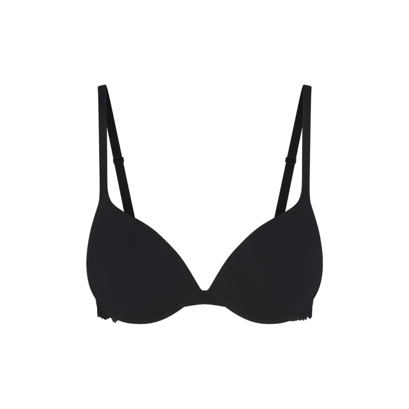 SKIMS COTTON LACE PLUNGE BRA Bra Women's ONYX/Onyx-0