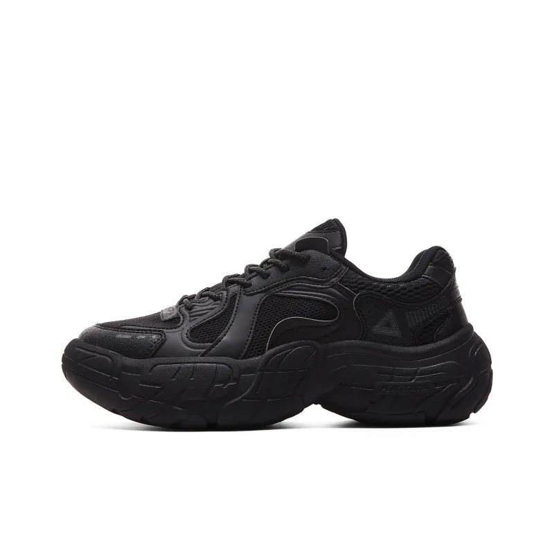 PEAK Taichi Tire Shoes Cushioning Rebound Wear Resistant Slip Resistant Low Top Vintage Casual Shoes Women's All Black-0