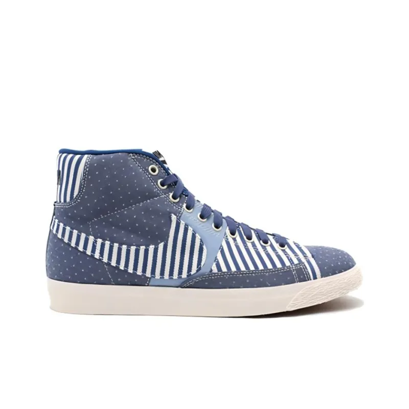 Nike Blazer Slip Resistant Shock Absorbers Mid Top Skateboard Shoes Unisex Blue White-1