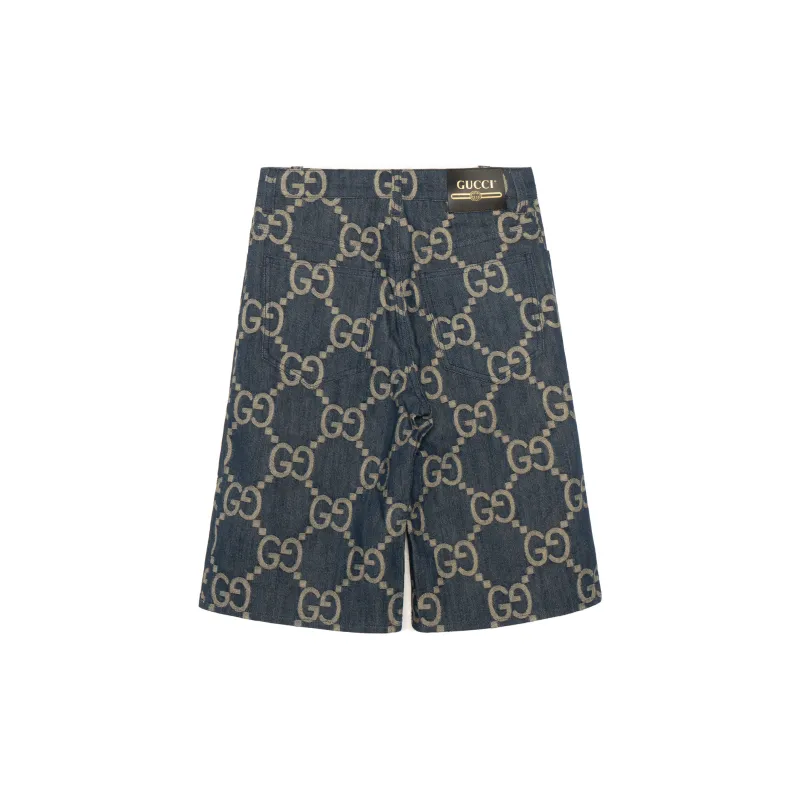 GUCCI Interlocking G Pattern Denim Bermudas-1