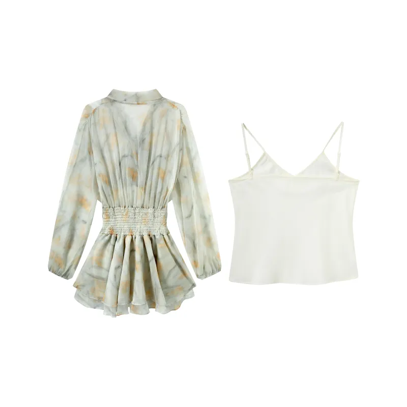 Pink Avril Skirt Set Women's Light Yellow Floral-1