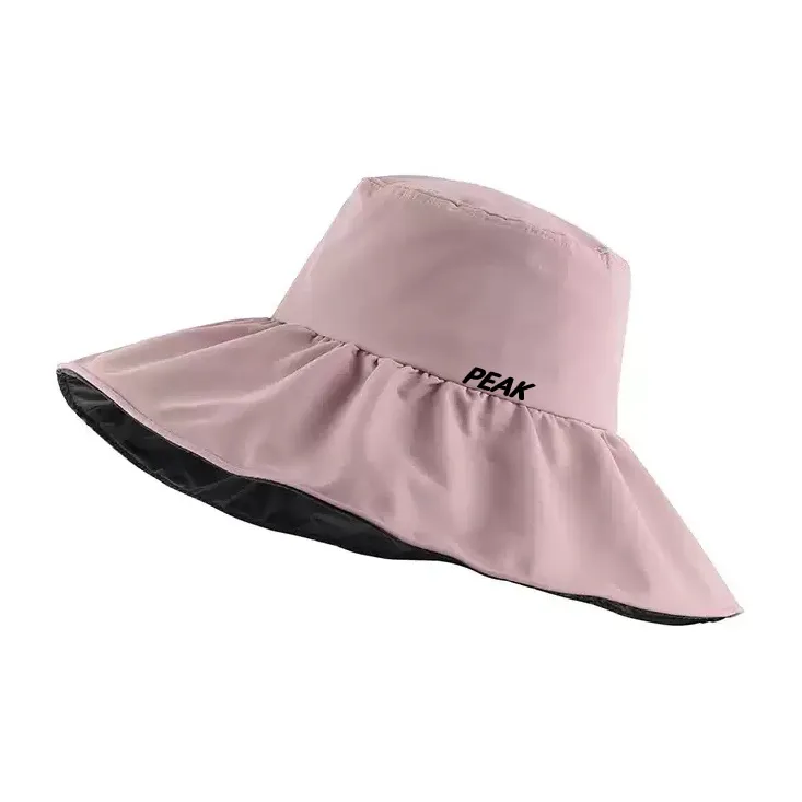 PEAK Polyester Bucket Hats Unisex Black Beige-1