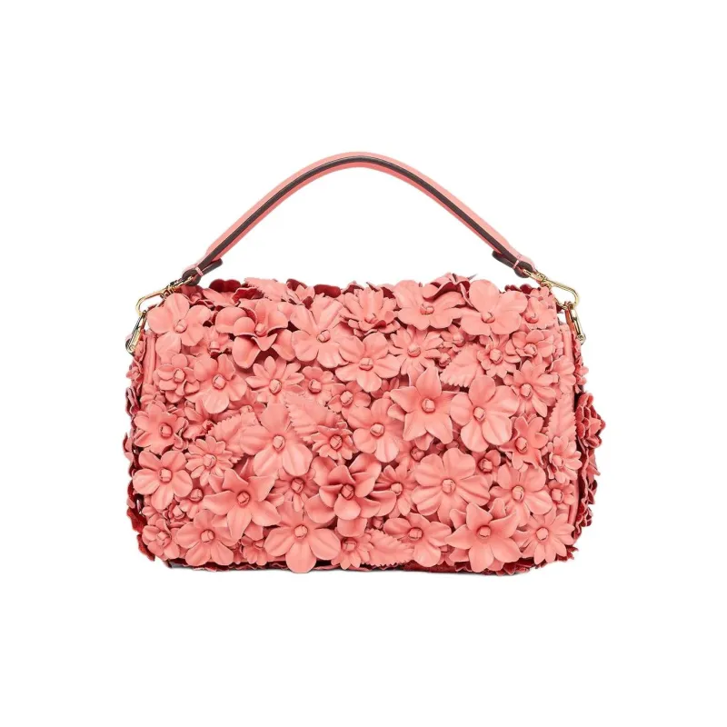 FENDI Baguette Calfskin Handbag Shoulder Bag Crossbody Bag Mini Women's Pink-2