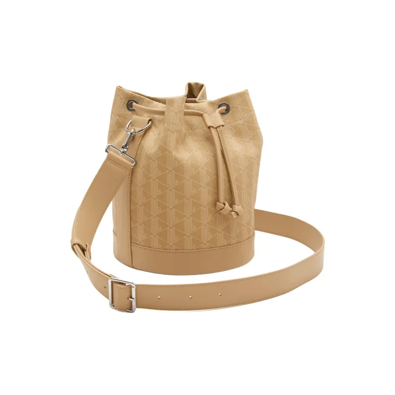 LACOSTE Coated PU With Cotton Blend Bucket Bags Crossbody Bag Shoulder Bag Women's Beige-1
