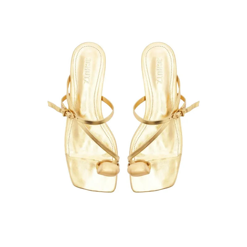 Schutz Slide Slippers Women's Gold-4