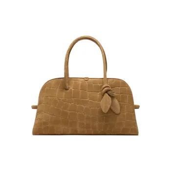 Jacquemus Crocodile Embossed Suede Handbag Women's Camel