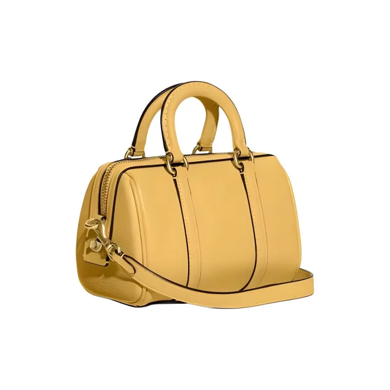 COACH Pebbled Leather Shoulder Bag Crossbody Bag Handbag Small Size Women's Yellow-1