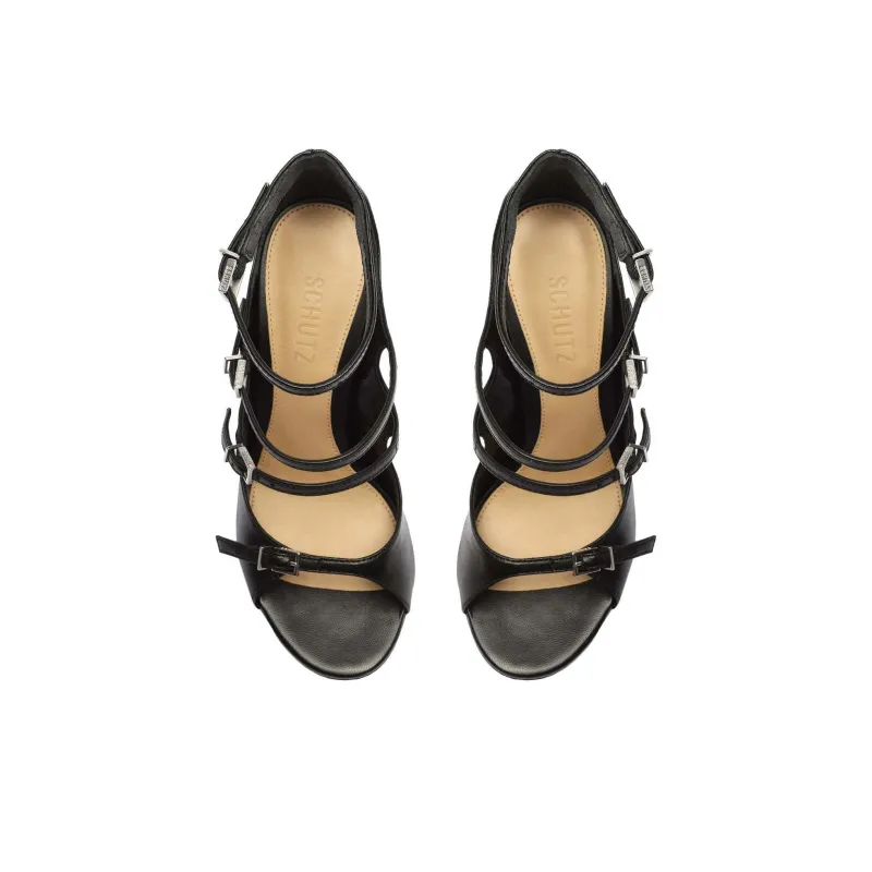 Schutz Roman Sandals 10cm Women's Black-4