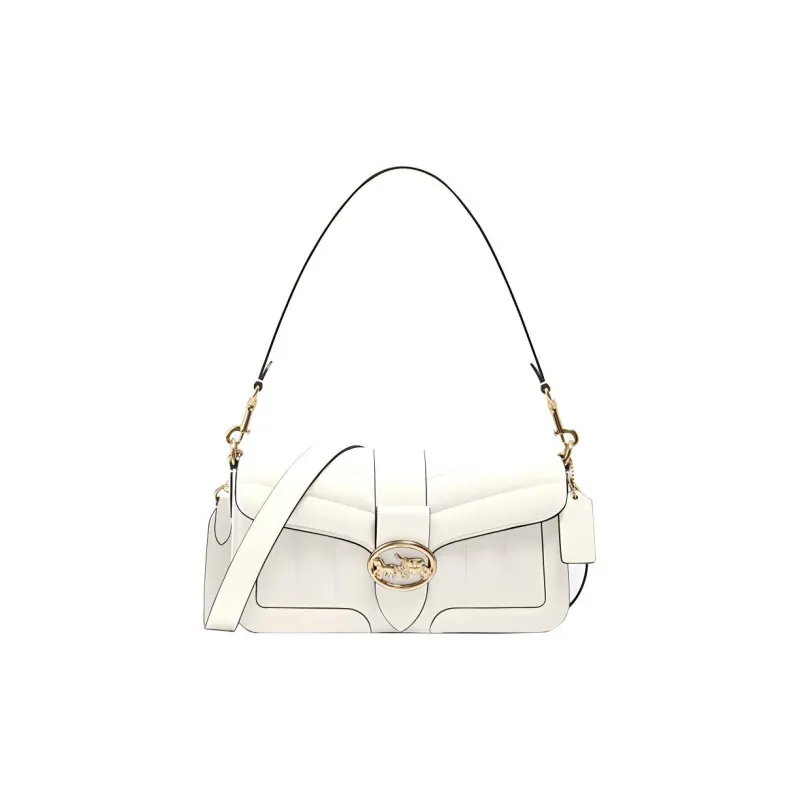 COACH Georgie Leather Shoulder Bag Portable Crossbody Bag Shoulder Bag Women's Pure White-0
