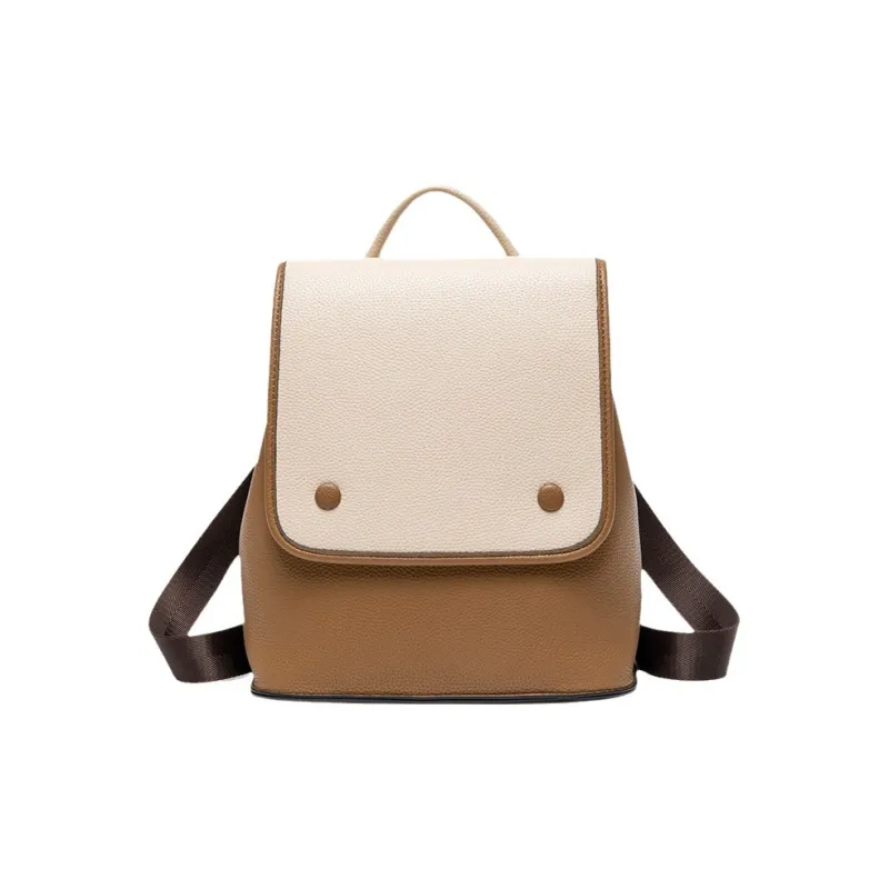 TTaG．baG Cow Leather Backpack Women's Black/Coffee/Brown-5
