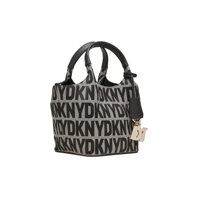 DKNY Polyester With Leather Trim Handbag Shoulder Bag Crossbody Bag Women's Black-1