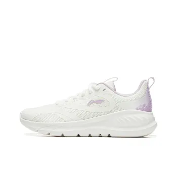 LiNing EasyFit Fle Cushioning Abrasion Resistant Breathable Rebound Low Top Running Shoes Women's White Purple