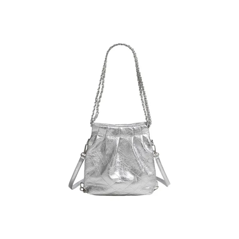 H YXIANG Artificial Leather Portable One Shoulder Backpack Regular Women's Black/Silver/Pink/Beige-10