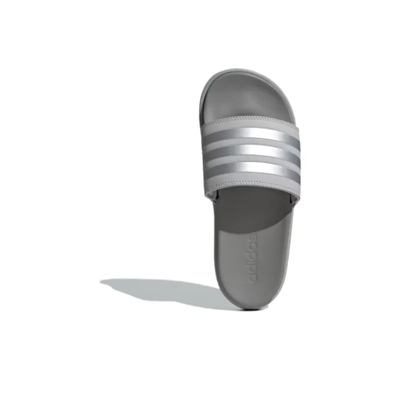 Adidas Adilette Platform Slides Grey Silver Metallic Charcoal Solid Grey Women's-4