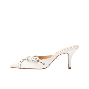 Schutz Abrasion-Resistant Closed Toe Slippers 8cm Women's White