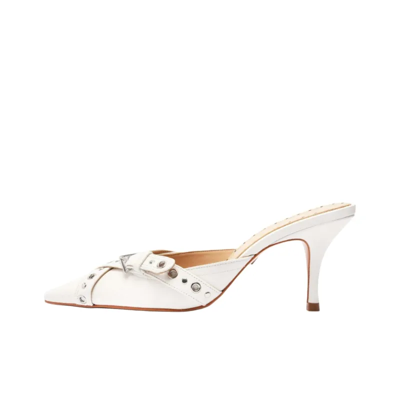 Schutz Abrasion-Resistant Closed Toe Slippers 8cm Women's White-0