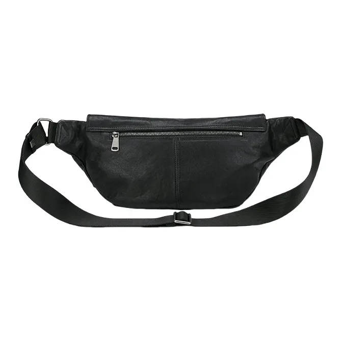 PESASRIE Cow Leather Shoulder Bag Men's Black-2