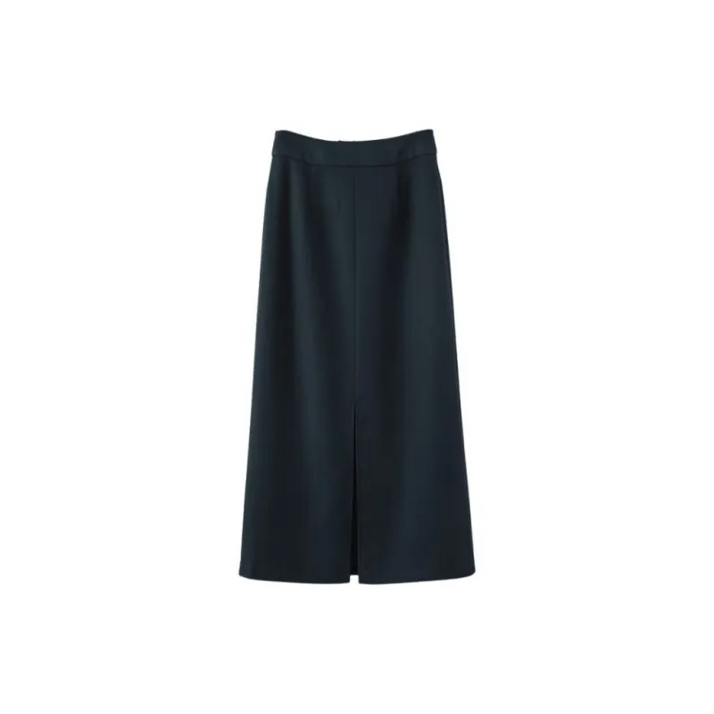 Late White Casual Long Skirts Women's Dark Blue-3