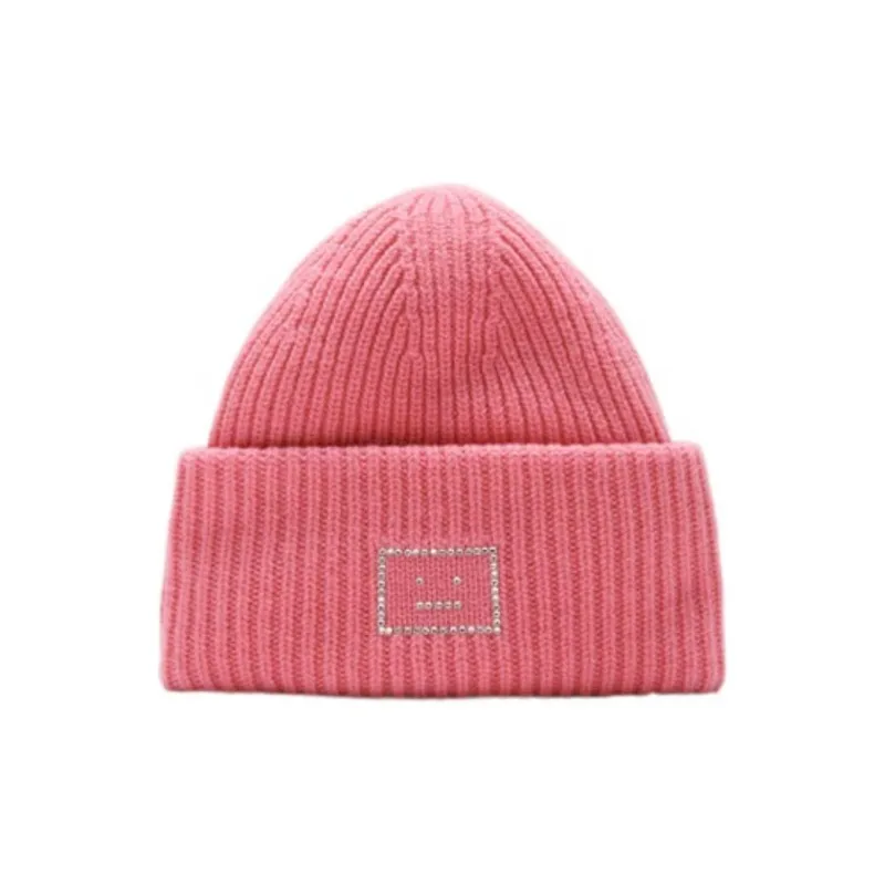 Acne Studios Logo Embellished Ribbed Beanie-0