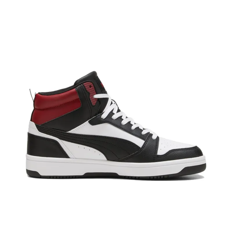 PUMA REBOUND Anti Slip Wear Resistant High Top Skateboard Shoes Unisex White Black Red-1