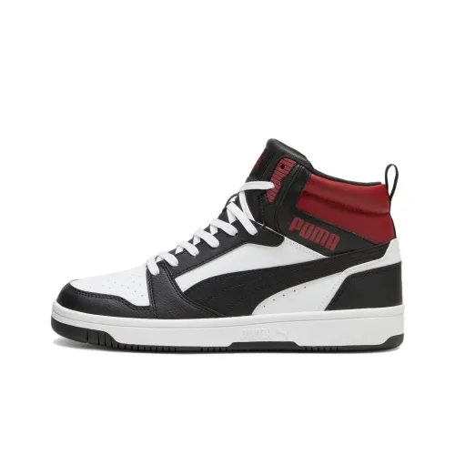 PUMA REBOUND Anti Slip Wear Resistant High Top Skateboard Shoes Unisex White Black Red