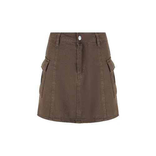 Wen Shan Denim Short Skirts Women's Brown