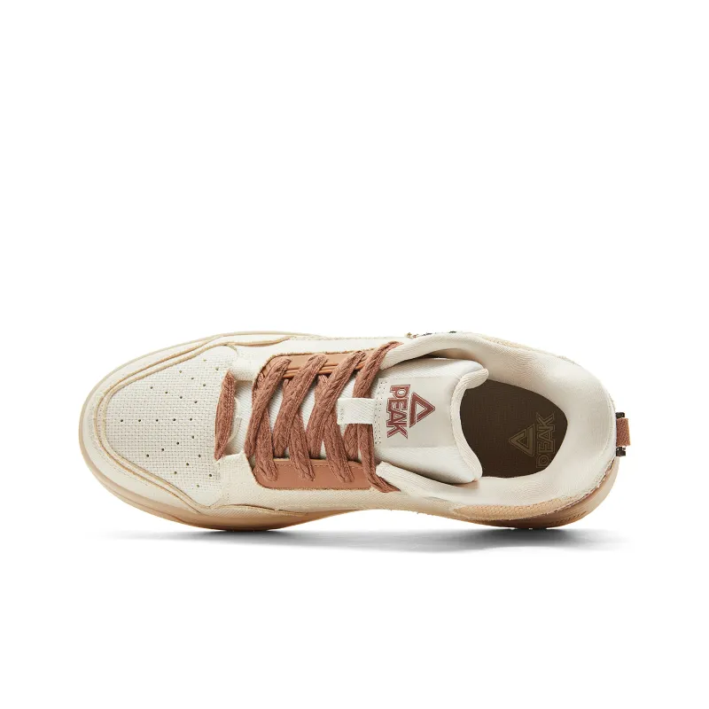 PEAK State Pole Pictorial Skateboard Shoes Men Low Top Ivory Yellow-3
