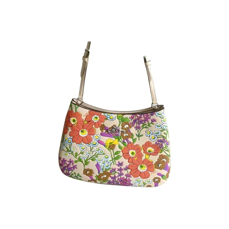 COACH Penelope Leather Handbag, Shoulder Bag Women's Silver With Ivory Multicolor-2