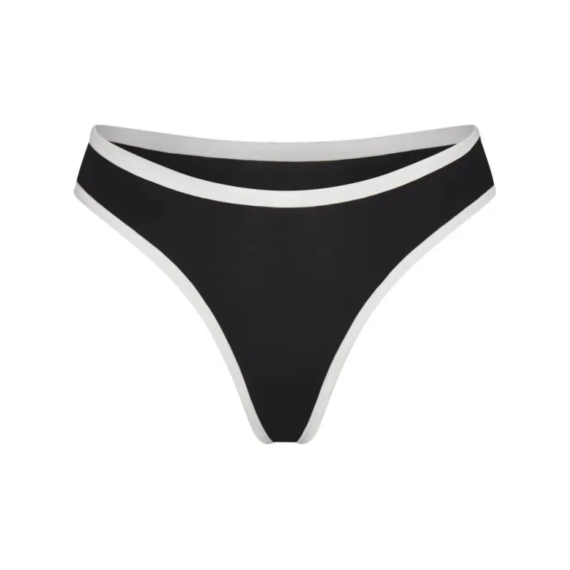 SKIMS FITS EVERYBODY CONTRAST TRIM DIPPED FRONT THONG Underpants Women's 1 Pack ONYX/Onyx-0