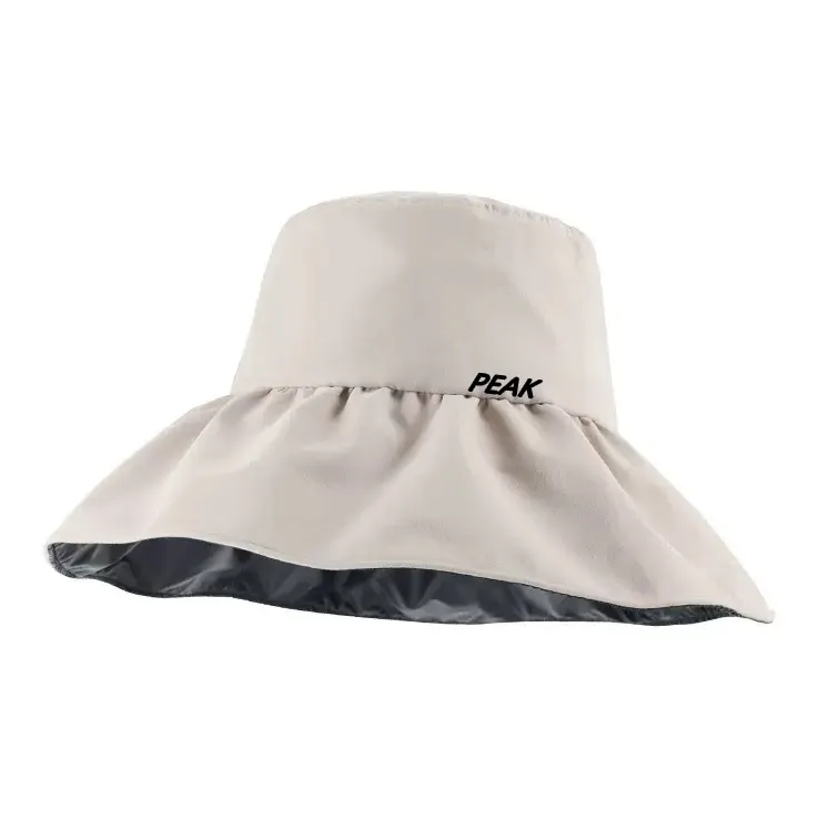 PEAK Polyester Bucket Hats Unisex Black Beige-2