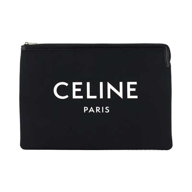 CELINE Canvas Bag Clutch Unisex Black-0
