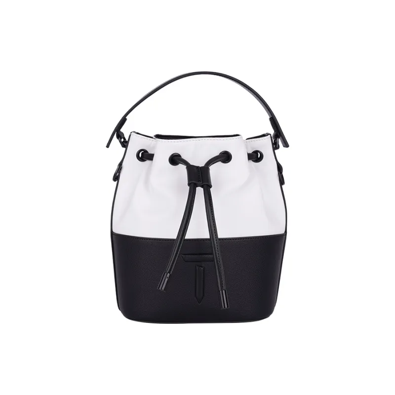EUROPEAN TOUR Artificial Leather Bucket Bag, Shoulder Bag, Crossbody Bag, Handbag Regular Women's Black/White Black-4