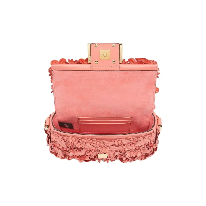 FENDI Baguette Calfskin Handbag Shoulder Bag Crossbody Bag Mini Women's Pink-3