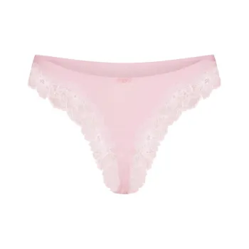 SKIMS COTTON LACE DIPPED THONG Underpants Women's 1 Pack CHERRY BLOSSOM/Cherry Blossom