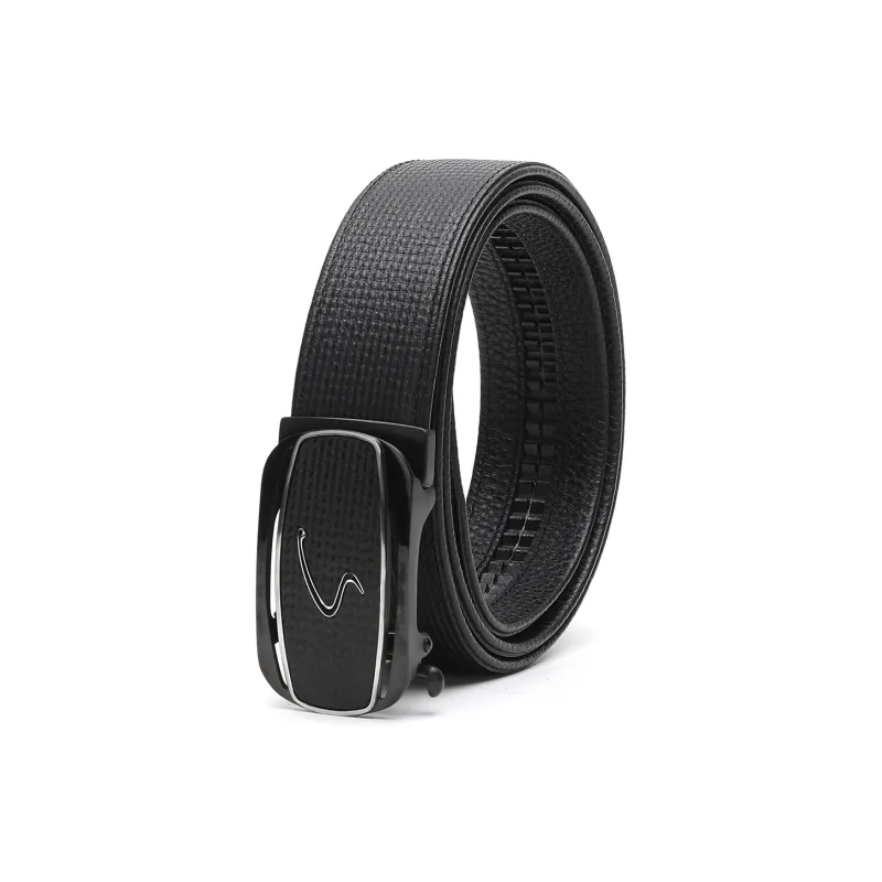 Satchi Automatic Buckle Belt Genuine Leather Casual Trendy Cow Leather Leather Belts Men's Black Width 3.7cm-1