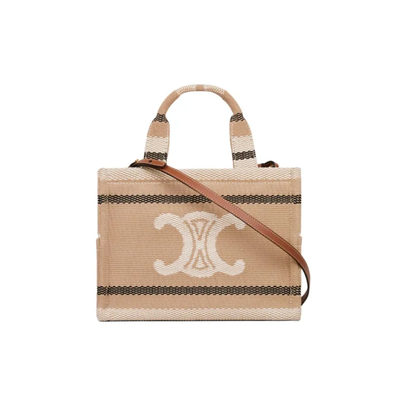 CELINE Cabas Thais Fabric Shoulder Bag, Crossbody Bag, Handbag Trumpets Women's Beige & Black-2