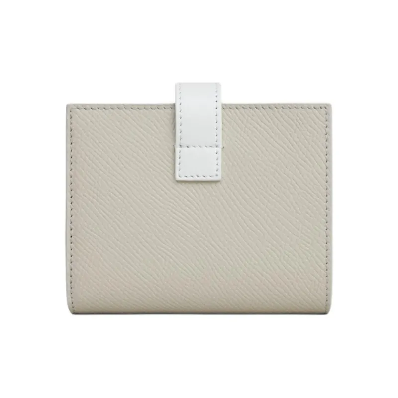 CELINE Cow Leather Wallet Small Size Women's Gray & White-3