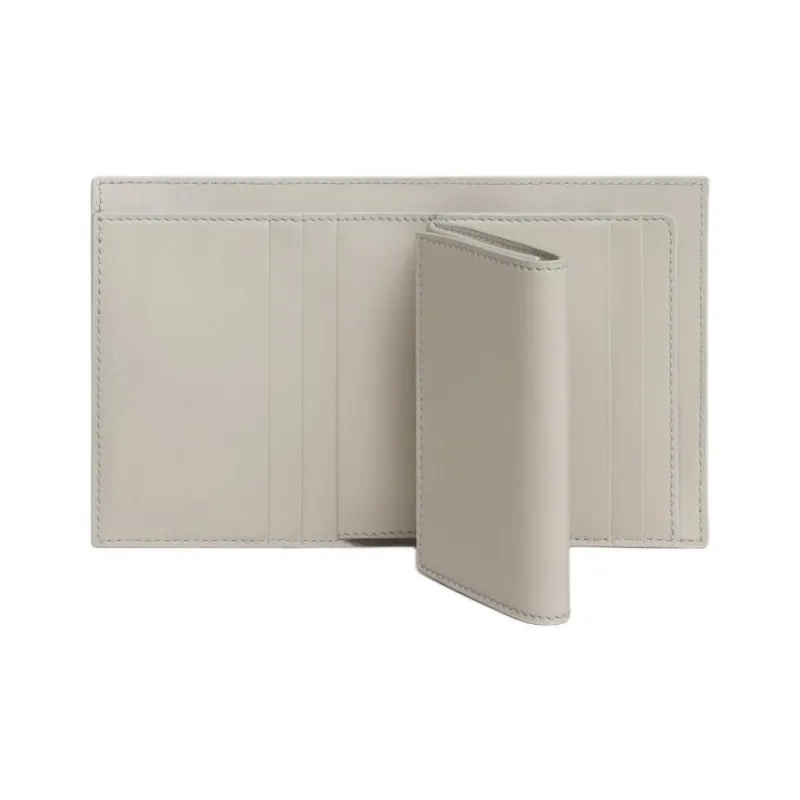 CELINE Cow Leather Wallet Small Size Women's Gray & White-2