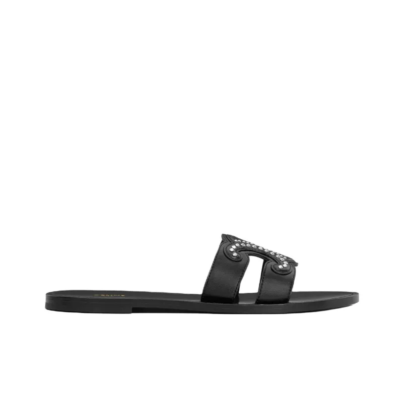 CELINE Triomphe Slide Slippers Women's Black-1