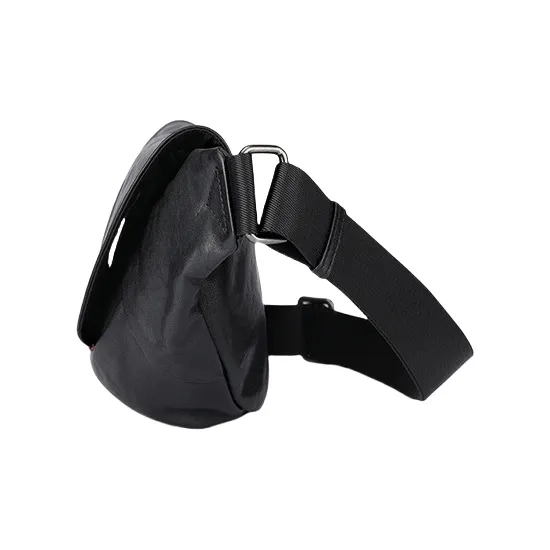 PESASRIE Cow Leather Shoulder Bag Men's Black-1