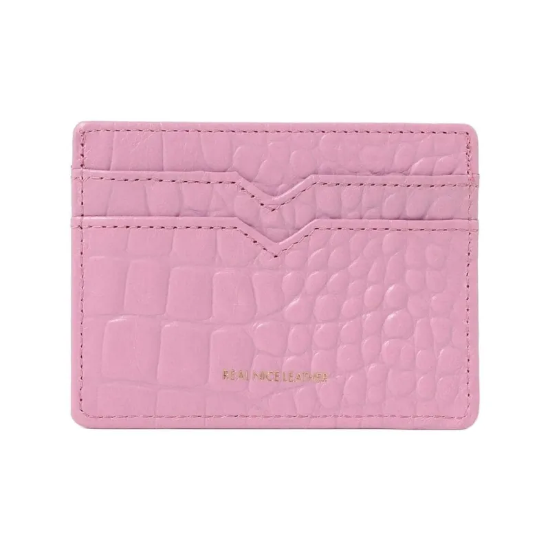 Beams Cow Leather Card Clip Card Holder Women's Pink/Yellow-5