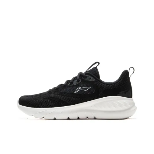 LiNing EasyFit Fle Cushioning Anti Slip And Wear Resistant Breathable Rebound Low Top Running Shoes Women's Black Gray