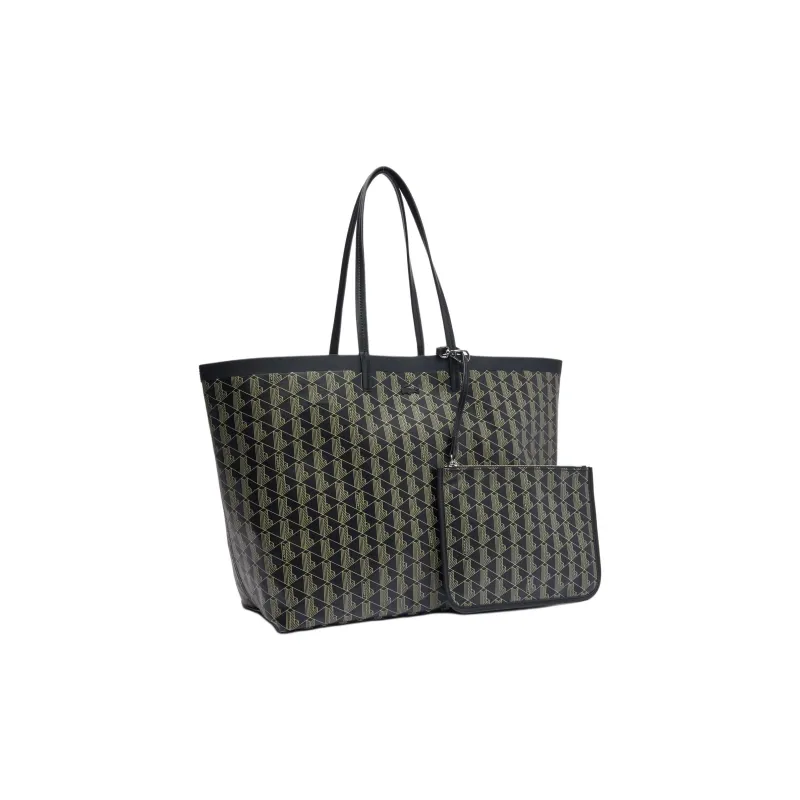 LACOSTE PVC With Cotton Tote Bag, Shopping Bag, Shoulder Bag, Handbag Large Size Women's Black-1