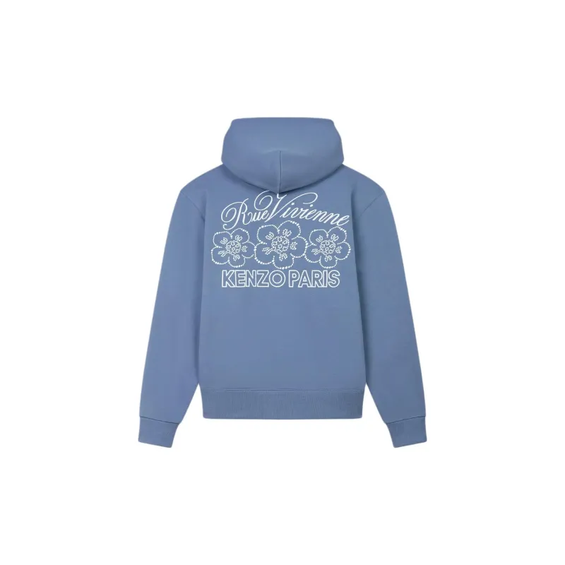 KENZO Logo Embellished Zip-Up Hoodie-1