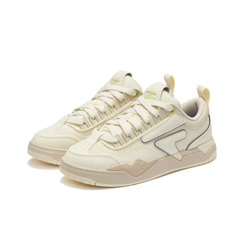 FILA FUSION Nollie Quick-Drying Impact Resistance Low-Top Skateboard Shoes Women's White Brown-2